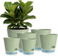 GARDIFE 2026 Upgraded Self Watering Plant Pots with Drainage Hole, 7/6.5/6/5.5/5/4 Inch Flower Planting Containers for House Plants, African Violet, Flowers, Cactus (Green, 7+6.5+6+5.5+5+4 inch)