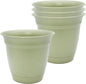 The HC Companies 6 Inch Eclipse Round Planter Pots with Drainage Holes & Attached Saucer, Lightweight UV-Resistant Plastic Indoor Outdoor Planters, 4-Pack Flower Pots for Garden & Home Decor, Seafoam