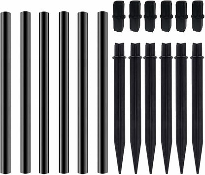 Flame Lamp Extension, Ground Stake and Joint Connector Kit to Make Solar Flashlight Torch Taller, 6 Sets