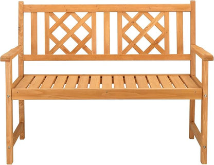 Outvita Wooden Garden Bench, Outdoor Wood Patio Bench, Rustic Two Person - Image 4