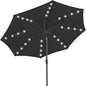 JEAREY 9FT Outdoor Patio Umbrella with Solar Lights, LED Lighted Pool Umbrella with Tilt and Crank, Outdoor Table Umbrellas for Deck, Yard & Market (Jet Black)