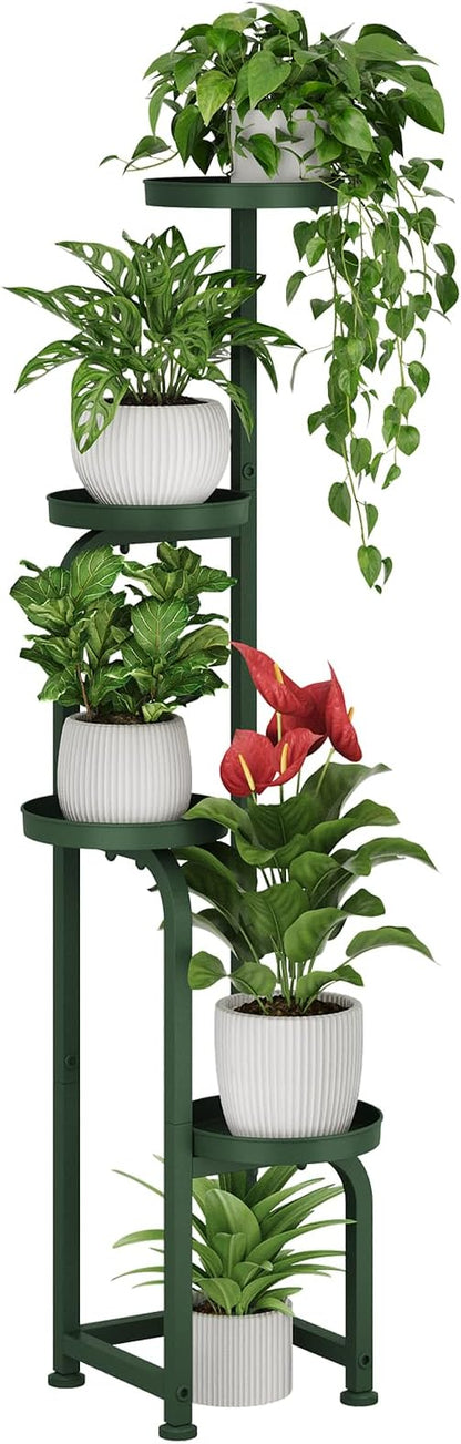 Bamworld Corner Plant Stand Indoor Outdoor, Tall Metal Flower Pot Stands for Multiple Plants, 4 Tier Dark Green Heavy Duty Plant Shelf for Patio Garden Balcony Living Room Bedroom(Patent Design)