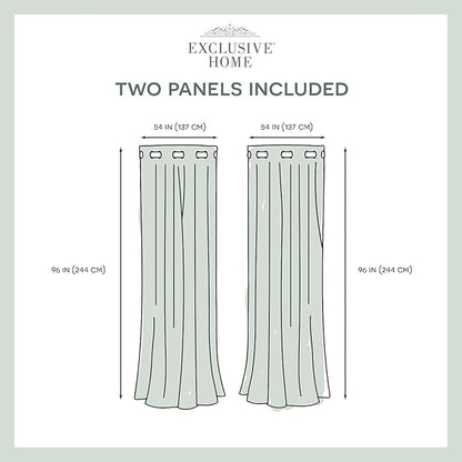 Exclusive Home Canopy Stripe Indoor/Outdoor Grommet Top Curtain Panel, 54"x96", Navy / Sand, Set of 2