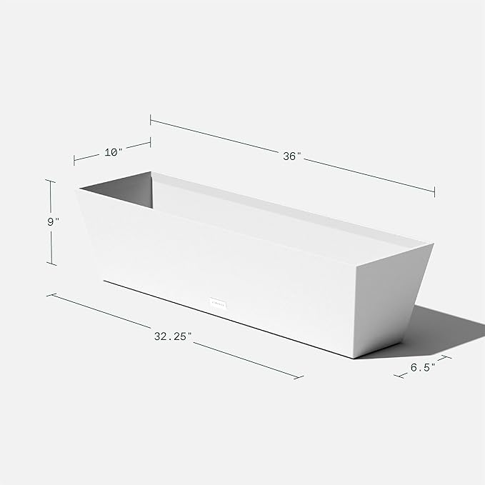 Veradek Pure Series Window Box Planter - Long Rectangular Planter for Indoor or Outdoor Windowsill/Balcony | Durable All-Weather Use with Drainage Holes | Modern Decor for Herbs, Small Plants, Flowers