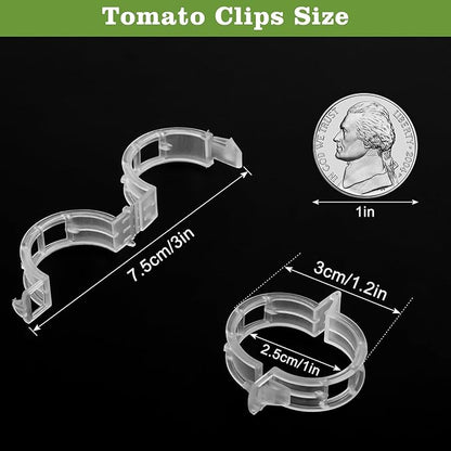FEED GARDEN 120Pcs Plant Clips for Climbing Plants-Tomato, Cucumber, Grape & Vegetable Plant Supports, Reusable Tomato Clips Plastic Garden Clips, White
