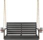 VINGLI Heavy Duty 1600 LBS HDPE Porch Swing Outdoor with Rotatable Cup Holder, 4 FT Patio Bench Swing with Adjustable Chains, 2 Person Hanging Porch Swing Chair for Porch, Yard, Tree, Garden - Grey