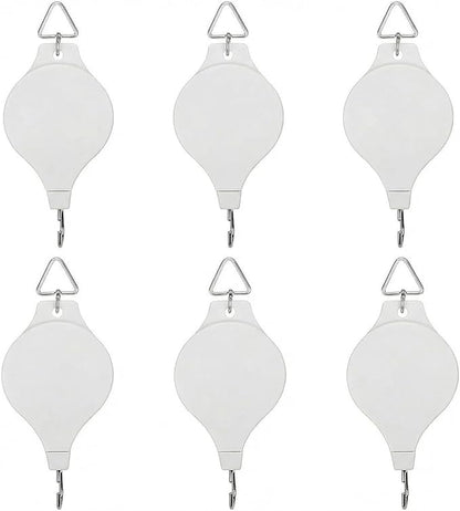 6PCS Retractable Plant Pulley Hanger - Adjustable Height Hook for Hanging Flower Baskets, Pots & Bird Feeders(6Pcs-White)