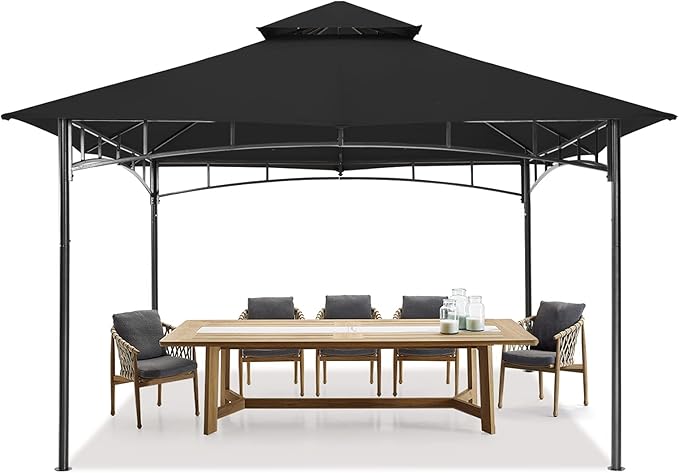 MASTERCANOPY Outdoor Garden Gazebo for Patios with Stable Steel Frame (10x12, Black)