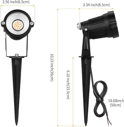 Low Voltage Landscape Lights IP65 Waterproof 7W 700LM LED Outdoor Lighting with Connectors for Garden Yard Pathway Pool | 12V 24V 2700K Tree Spotlights | Warm White - 6 Pack