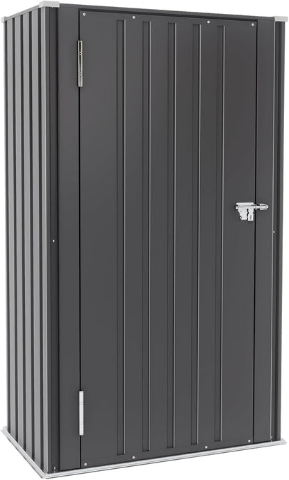 Greesum Outdoor Metal Storage Cabinet, 55'' Lockable Tall Shed, Vertical Tool Organizer Without Shelves for Garage, Patio, Backyard, Home & Lawn, Black