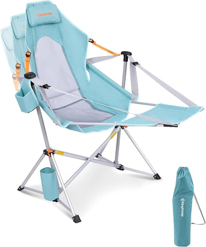KingCamp Hammock Chair with Footrest – Heavy Duty Swinging Rocking Camping Chairs for Adults up to 400lbs, Folding Portable Oversized Rocker with Cup Holder & Pillow for Outdoor Beach Lawn RV Sports
