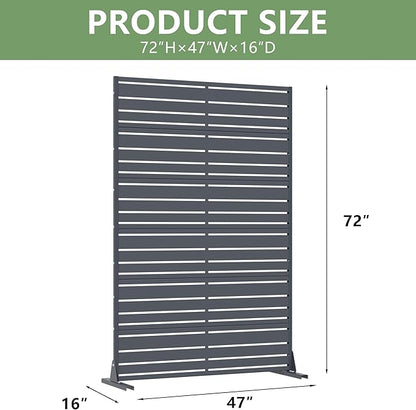 Casaphoria Metal Privacy Screen Outdoor, 72" H x 47" W Freestanding Decorative Privacy Screen for Patio Deck Balcony Garden with Stable Base, Grey-Benjamin