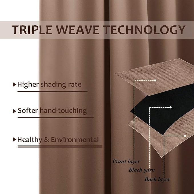 NICETOWN Bedroom Blackout Curtain for Patio Room Darkning, Rustproof Grommet Blackout Vertical Blind, Sunlight Blocking Vertical Drape for Front Patio/Hall, Tan, 1 Piece, 84" Wide, 120" Long