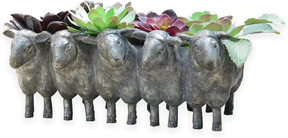 Newman House Studio Resin Sheep Planter Succulent Pot - Creative Animal Garden Pots for Home Garden Office Desktop Decoration 13 * 7.2 * 5.5 Inch