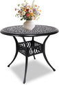 35" Outdoor Dining Table, Cast Aluminum Patio Bistro Table with 2.44" Umbrella Hole, Patio Furniture for Backyard Garden, Black