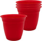 The HC Companies 6 Inch Eclipse Round Planter Pots with Drainage Holes & Attached Saucer, Lightweight UV-Resistant Plastic Indoor & Outdoor Planters, 4-Pack Flower Pots for Garden & Home Decor, Red