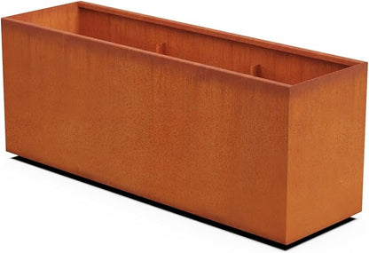 Plantercraft Large Rectangular Planters for Outdoor Plants – 60x18x24 Inch Corten Steel Planter, Extra Large Outdoor Planter Box for Modern Patio, Garden & Landscape Design