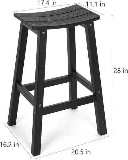 Stoog All-Weather Bar Stools Set of 2, 28" Height Outdoor Bar Stools with 400 lbs Weight Capacity, Low Maintenance, for Patio, Deck, Kitchen Counter, and Garden, Black