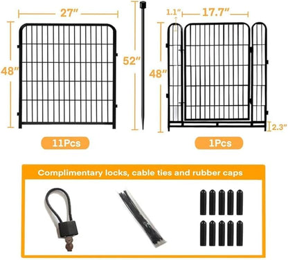 Tall Garden Fence with Gate 48 in×27 in 12 Panels Total 26.6 Ft, Garden Fencing - Image 4
