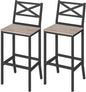 Bar Stools, Set of 2 Bar Chairs with Backrest and Footrest, 26" Tall Counter Bar Stools, Kitchen Breakfast Bar Chairs, Easy Assembly, for Dining Room, Greige BAHG0901N3