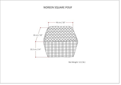 SIMPLIHOME Noreen Square Pouf - 18 inch Wide Upholstered Handwoven Cotton Ottoman in Slate Grey and White, Boho Footstool or Extra Seating for Living Room with Polystyrene Filling, Assembled