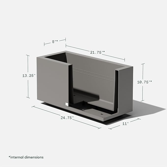 Veradek Block Series Long Box Planter - Large Rectangular Planter for Indoor or Outdoor Patio/Porch | Durable All-Weather Use with Drainage Holes | Modern Décor for Tall Plants, Flowers or Shrubs