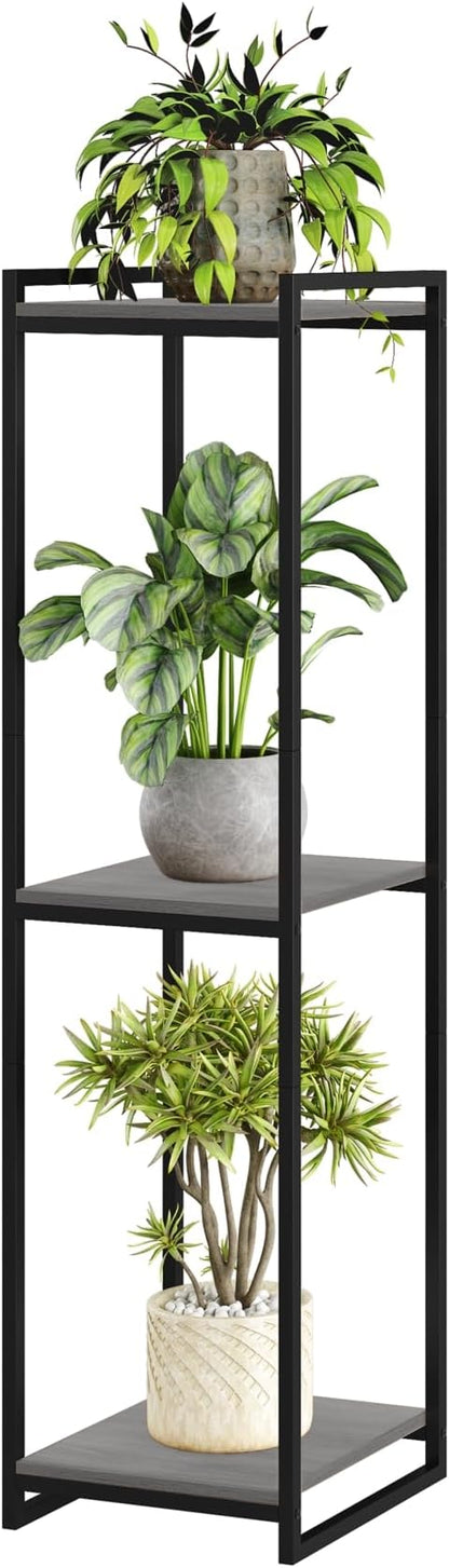 3-Tier Plant Stand Indoor, 45" Tall Modern Plant Shelf Corner Flower Pot Holder Organizer for Living Room Balcony Garden, Oak Grey