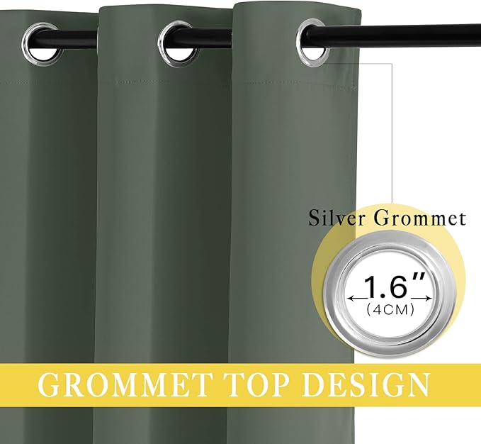NICETOWN Room Darkening Short Curtain 54 inches Long for Living Room, Grommet Sound Reducing Thermal Insulated Curtains for Bedroom Nursery Window, 46W x 54L, 1 Piece, Dark Mallard