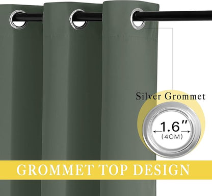 NICETOWN Blackout Curtains 72 inches Long, Grommet Privacy Window Treatment Thermal Insulated Room Darkening Sliding Glass Door Drape for Bedroom Living Room, 1 Panel, W100 x L72, Dark Mallard