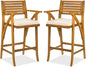 Best Choice Products Set of 2 Outdoor Acacia Wood Bar Stools Bar Chairs for Patio, Pool, Garden w/Weather-Resistant Cushions - Cream