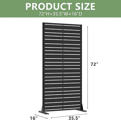 Casaphoria Metal Privacy Screen Outdoor, 72" H x 35" W Freestanding Decorative Privacy Screen for Patio Deck Balcony Garden with Stable Base, Black-Benjamin