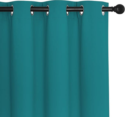 NICETOWN Blackout Short Curtain 63 inches Long for Windows, Thermal Insulated Curtain Grommet Room Darkening Window Treatment for Bedroom/Living Room, 1 Panel, W46 x L63, Peacock Teal