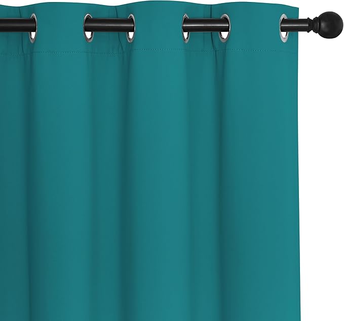 NICETOWN Blackout Drapery Curtain Panel 90 inches Long - Window Treatment Thermal Insulated Grommet Blackout Curtain/Drape for Bedroom Living Room (Peacock Teal, 1 Panel, 46 by 90 inches)