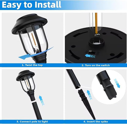 12 Pack Solar Lights Outdoor, 6000K Bright Solar Pathway Lights for Outside, Auto On/Off Waterproof Solar Powered,Landscape Lighting for Walkway, Yard, Path, Driveway, Garden