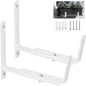 Y&M 2 Pack Adjustable Planter Brackets (6 to 12.5 in), Universal Window Box Mounting Hooks, Heavy Duty Iron Flower Box Wall Mounts for Balcony, Fences, Patio, and Garden - White