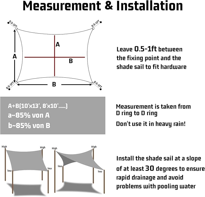 LOVE STORY Right Triangle 10'x12'x15.6' Waterproof Sun Shade Sail Canopy UV Block for Outdoor Patio Backyard Carport,Dark Grey(We Make Custom Size)