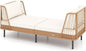 Tangkula Patio Rattan Daybed, Boho Outdoor Wicker Lounge Sofa with Seat & Back Cushions, 2-Seat Bench Sun Lounger Chair with Robust Metal Legs for Deck, Backyard, Porch, Poolside (1, Off White)