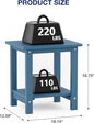 Side Tables for Patio, Set of 2 in Navy, 16 Inch HIPS Weather-Resistant