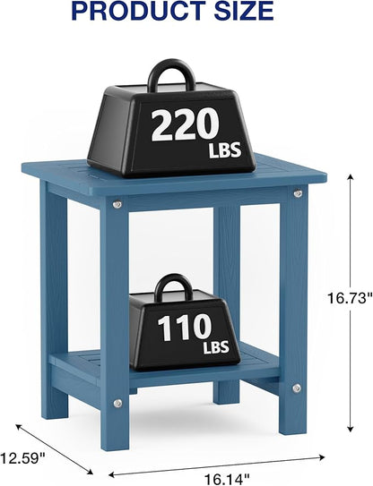 Side Table, 16-Inch Navy Blue HIPS Outdoor End Table
