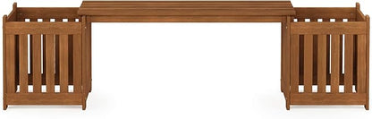 FURINNO FG19455 Tioman Hardwood Outdoor Lifestyle Flowerbox with Bench, Natural