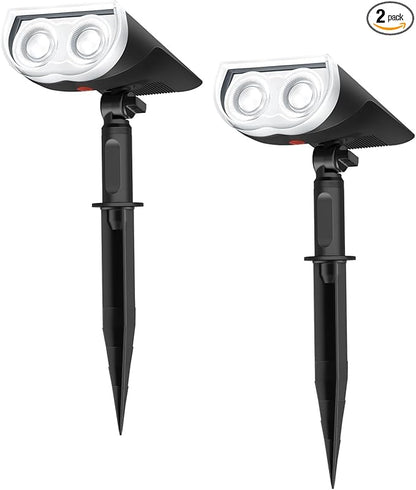 Linkind Solar Lights Outdoor StarRayS, Bright Solar Spot Lights Outdoor, IP67 Waterproof Spotlights for Garden Yard Landscape Walkway Patio Tree (Daylight, 2 Pack)
