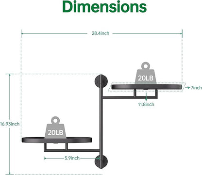 Rotating Window Shelves for Multiple Plants Indoor,2-tier Metal Corner Black Plant Stand Holder Floating Hanger Shelf for Wall，Windows Sill Gifts for Planter Lover to Enhance Home Decor