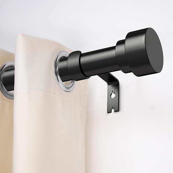 Time Forest Curtain Rods for Windows 32 to 240, 1 Inch Adjustable Black Heavy Duty Long Window Outdoor Curtain Rod for Patio, Modern Drapery Rods with Simple End Caps, Size 32"-240"