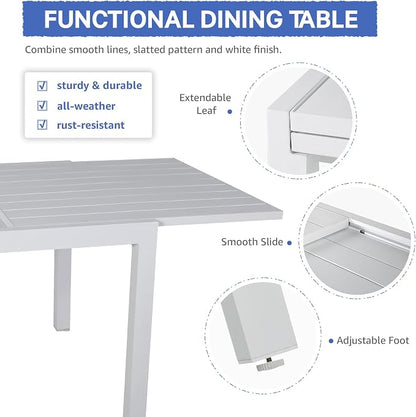 Soleil Jardin Aluminum Patio Extendable Dining Table, Adjustable Indoor Outdoor - Image 7