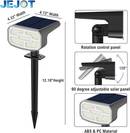 Solar Lights Outdoor Waterproof IP65,Auto On/Off, 2700K 2 Lighting Modes, Super Bright LED, Solar Powered Yard Garden Solar Spot Lights for Outside Landscape,2 Pack