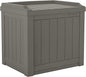 Suncast Outdoor Storage Box - 22 Gallon Stone Gray Resin Outdoor Deck Box with Seat, Weatherproof Patio Storage Bin Container for Keeping Cushions, Tools, & Towels for Pool, Yard, & Garden