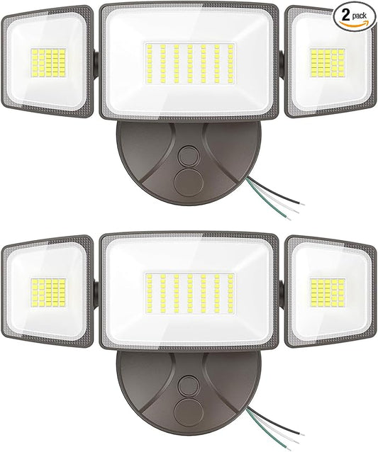 Onforu 2 Pack 75W Flood Lights Outdoor, 7000LM LED Floodlights Switch Controlled, IP65 Waterproof Exterior Lighting Fixture with 3 Adjustable Heads, 6500K Security Light for Eave Garage Yard