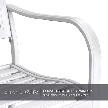 Grand patio 50" Garden Bench, Outdoor Benches with Anti-Rust Metal Powder Coated Frame, Patio Bench for Front Porch Park Outside Furniture Decor,White