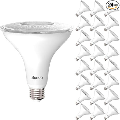 Sunco 24 Pack Outdoor Flood Light Bulb LED PAR38, Exterior Spotlight Bulbs, Weatherproof, 1050 LM, 13W (100W Equivalent), 6000K Daylight Deluxe, Wet Rated, Dimmable, E26 Base UL