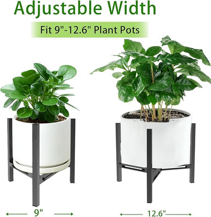 Airpark Plant Stand Indoor, Adjustable Metal Modern Plant Stands, Heavy Duty Stable Plant Pot Flower Holder Indoor Outdoor Corner, Fit 7 8 9 10 11 12 inch Pots, Black (Pot & Plant Not Included)